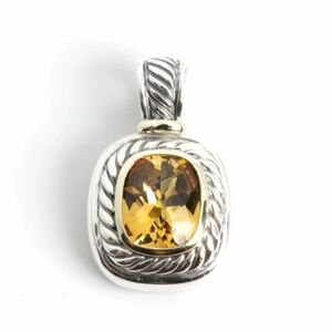 David Yurman Sterling Silver and 14k Yellow Gold Citrine Cable Pendant (11.1g)